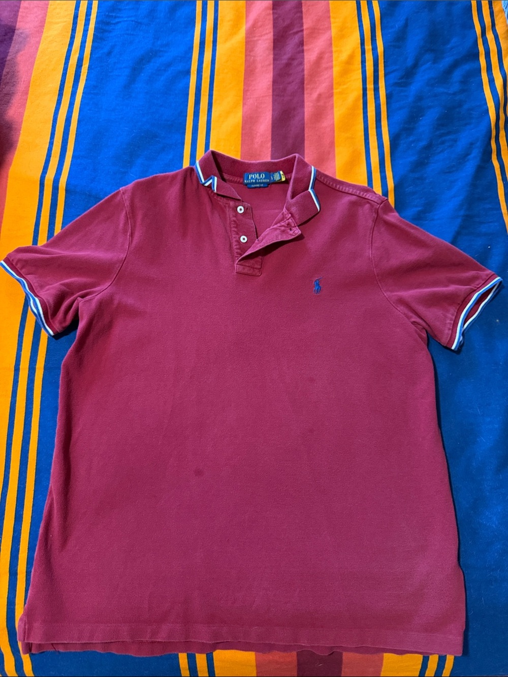 Polo by Ralph Lauren Maroon Polo with Contrast Tipping